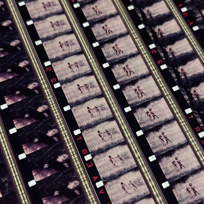 Bobinelli 1971 Hippie Love Story - 16mm Film Collage - Lofty 30x30 Lightbox by Hugo Cantin - Mini-Cinema _close4