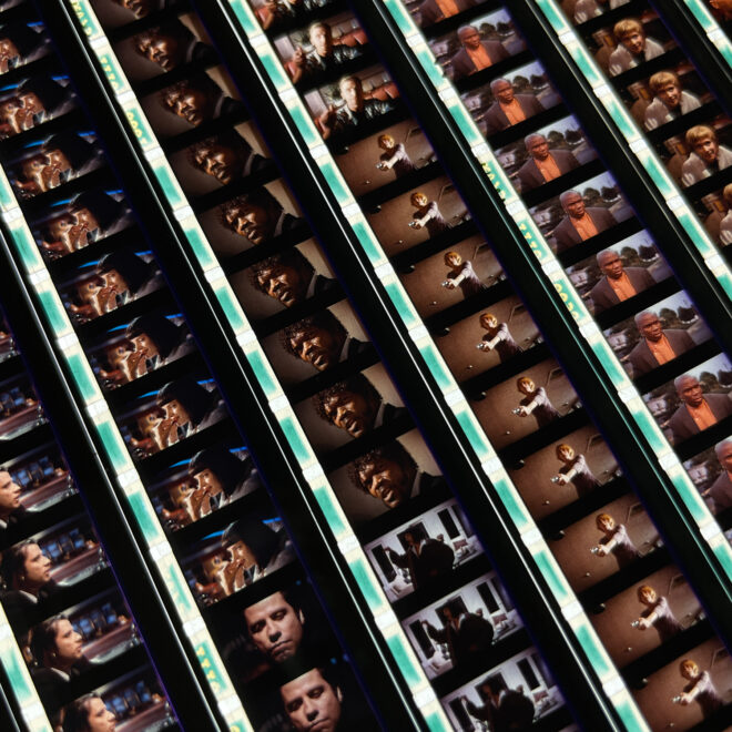Pulp Fiction Movie Trailer - Rare 16mm Film Collage - 20x30 Lightbox by Hugo Cantin - Mini-Cinema _close1