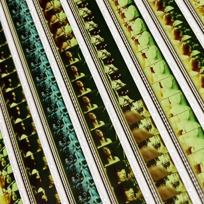 The Rolling Stones Jumpin' Jack Flash 1969 Hyde Park Concert - 16mm Film Collage - Lofty 58x18 Lightbox by Hugo Cantin - Mini-Cinema _close3