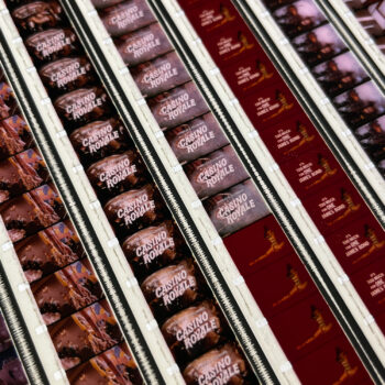 Casino Royale 1967 James Bond Spoof Movie Trailer - 16mm Film Collage - 18x18 Lightbox by Mini-Cinema - Hugo Cantin _close1