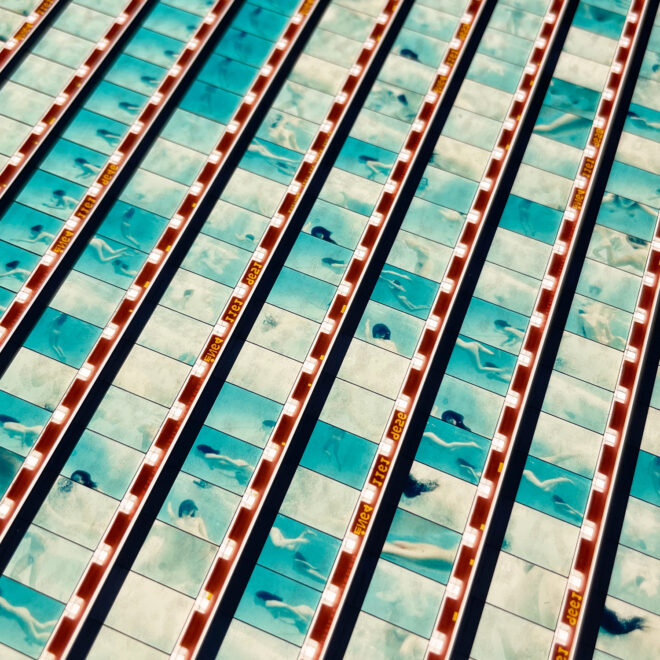 Ephemeral Swim 1965 Naturist Lifestyle Documentary - 16mm Film Collage - 14x14 Lightbox by Hugo Cantin : Mini-Cinema _close3