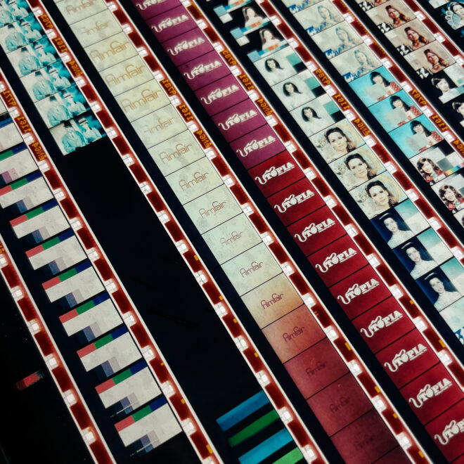 Film Fair Utopia - Leader Ladies Mashup - 16mm Film Collage - 12x12 Lightbox by Mini-Cinema - Hugo Cantin _close3
