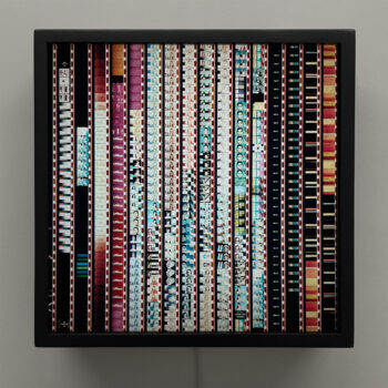 Film Fair Utopia - Leader Ladies Mashup - 16mm Film Collage - 12x12 Lightbox by Mini-Cinema - Hugo Cantin _front-BLK