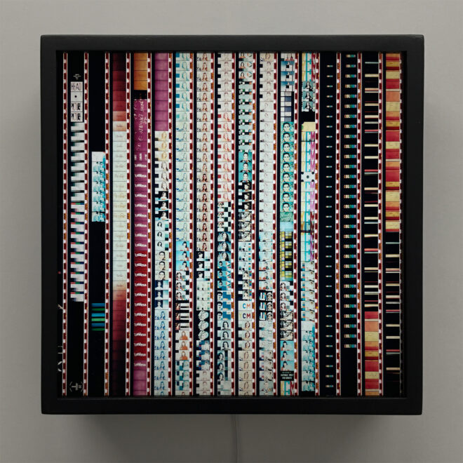Film Fair Utopia - Leader Ladies Mashup - 16mm Film Collage - 12x12 Lightbox by Mini-Cinema - Hugo Cantin _front-BLK