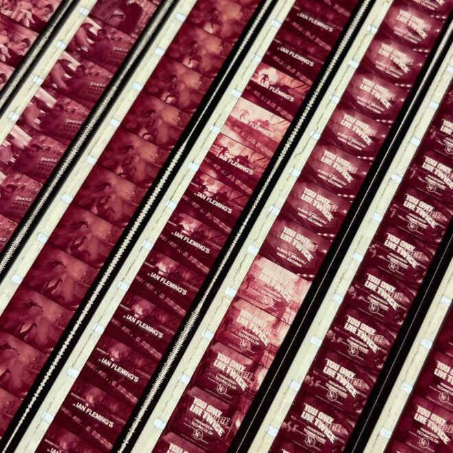James Bond You Only Live Twice 1967 Movie Teaser - 16mm Film Collage - 12x12 Lightbox by Mini-Cinema - Hugo Cantin _close1