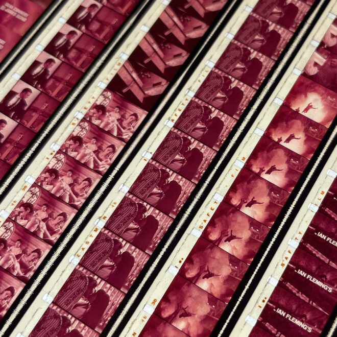 James Bond You Only Live Twice 1967 Movie Teaser - 16mm Film Collage - 12x12 Lightbox by Mini-Cinema - Hugo Cantin _close2