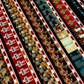 James Bond You Only Live Twice 1967 Movie Trailer - 16mm Film Collage - 30x30 Lightbox by Hugo Cantin - Mini-Cinema _close1