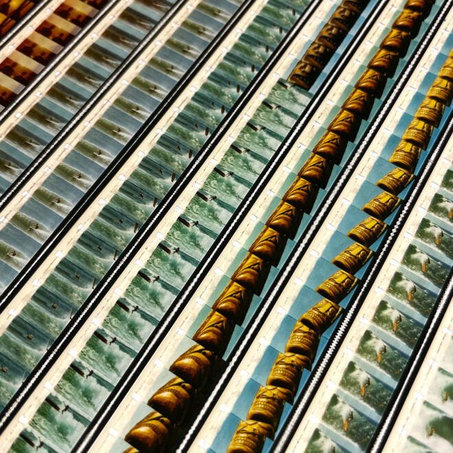 The Endless Summer 1965 Cult Surf Movie - 16mm Film Collage - 28x42 Lightbox by Hugo Cantin : Mini-Cinema _close1