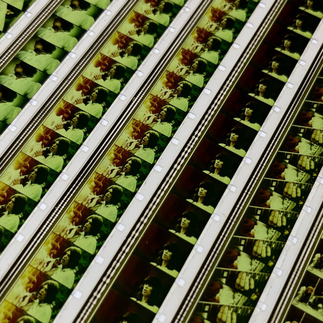 The Rolling Stones Jumpin’ Jack Flash 1969 Hyde Park Concert - 16mm Film Collage - Lofty 58x22 Lightbox by Mini-Cinema - Hugo Cantin _close1