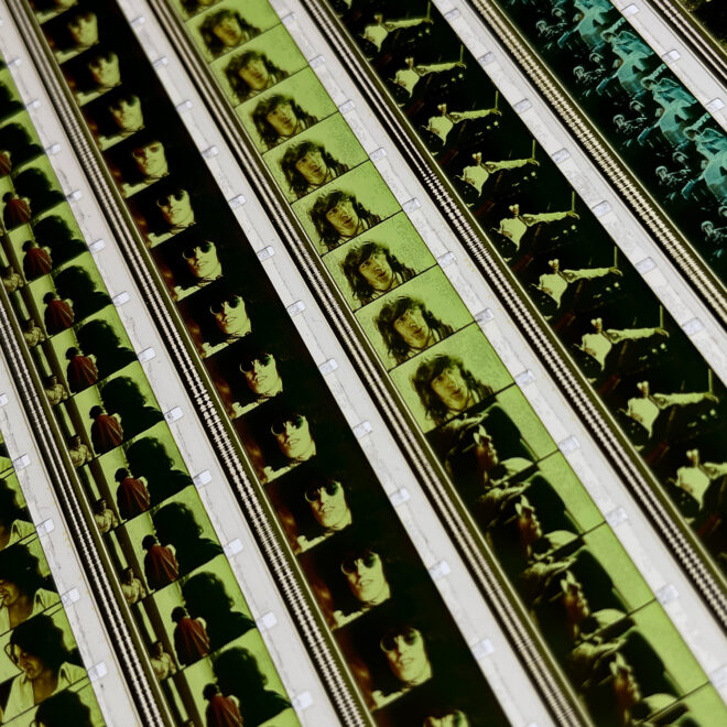 The Rolling Stones Jumpin’ Jack Flash 1969 Hyde Park Concert - 16mm Film Collage - Lofty 58x22 Lightbox by Mini-Cinema - Hugo Cantin _close3