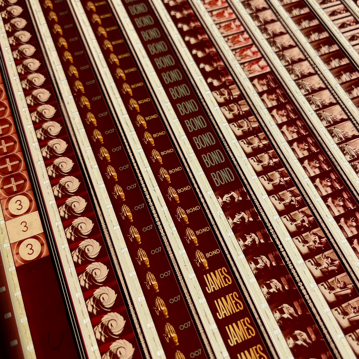 Goldfinger 1964 James Bond Movie Trailer - 16mm Film Collage - 24x24 Lightbox_close1