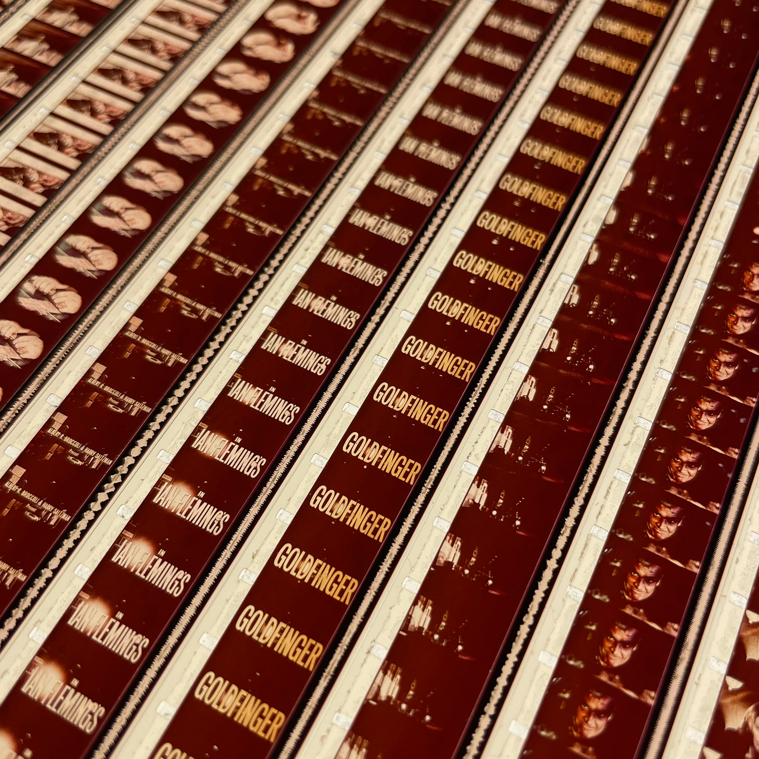 Goldfinger 1964 James Bond Movie Trailer - 16mm Film Collage - 24x24 Lightbox_close2