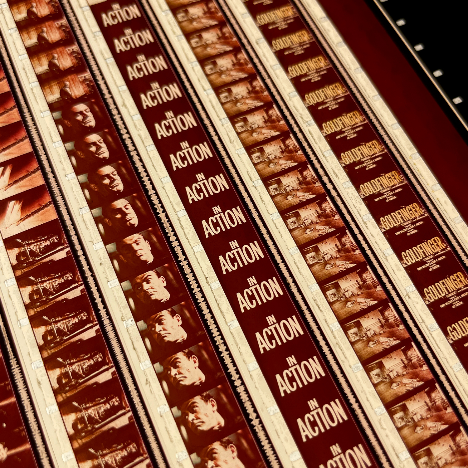 Goldfinger 1964 James Bond Movie Trailer - 16mm Film Collage - 24x24 Lightbox_close3