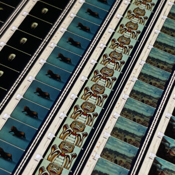 Canada Vignettes Home of the Beaver 1978 NFB - 16mm Film Collage - 30x20 Lightbox by Hugo Cantin - Mini-Cinema _close1